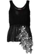 No21 Layered Floral Tank, Women's, Size: 38, Black, Cotton
