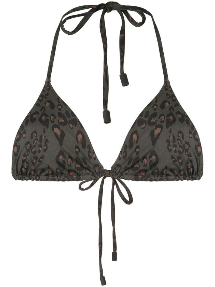 The Upside Leopard Print Triangle Bikini Top - Green