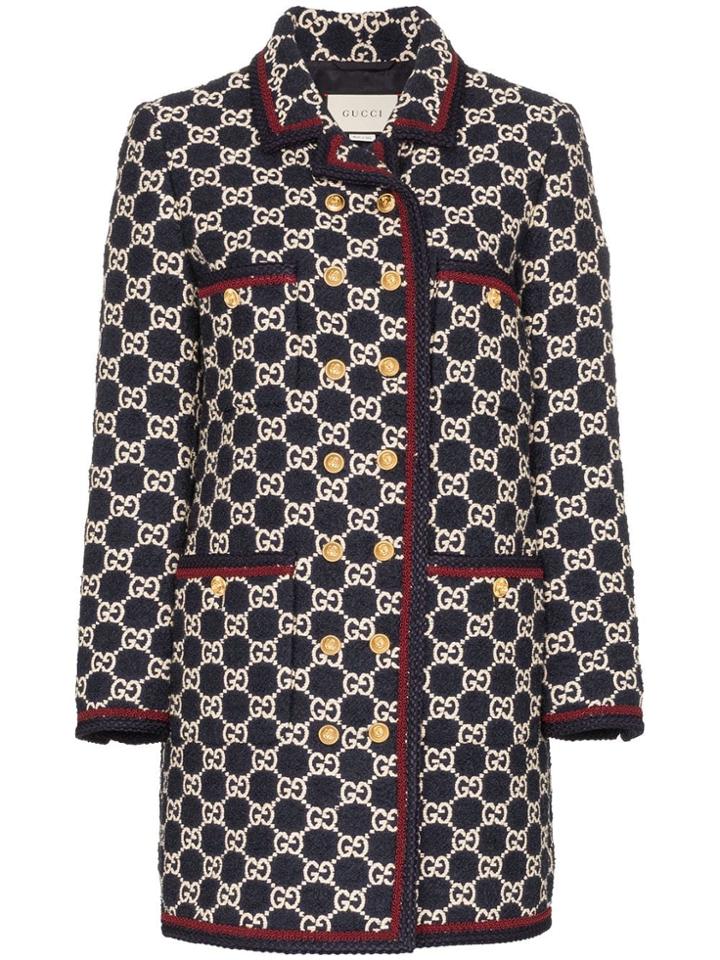 Gucci Gg Tweed Coat - Blue