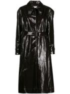 Lemaire Belted Patent Leather Effect Trench - Brown
