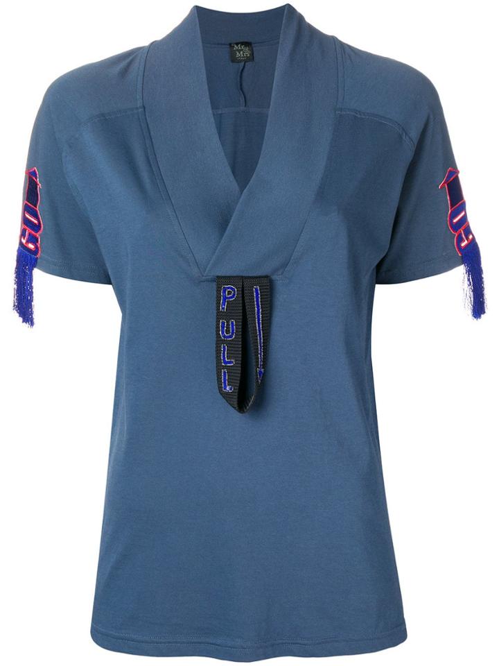 Mr & Mrs Italy Embroidered Detail T-shirt - Blue