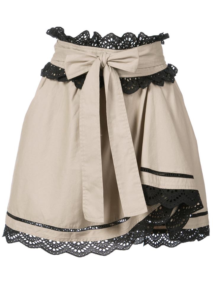 Marissa Webb Embroidered Trim Skirt - Brown
