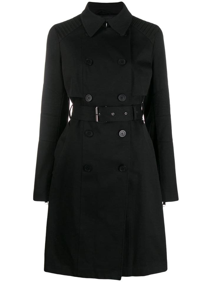 Karl Lagerfeld Logo Trench Coat - Black