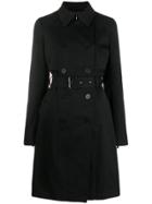 Karl Lagerfeld Logo Trench Coat - Black