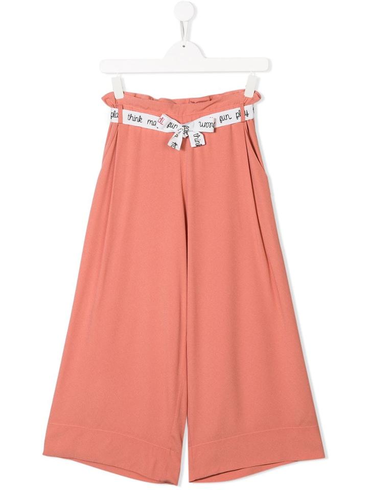 Fendi Kids Teen Tie Waist Palazzo Trousers - Pink