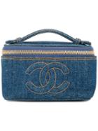 Chanel Pre-owned Denim Cc Logo Cosmetic Handbag - Blue