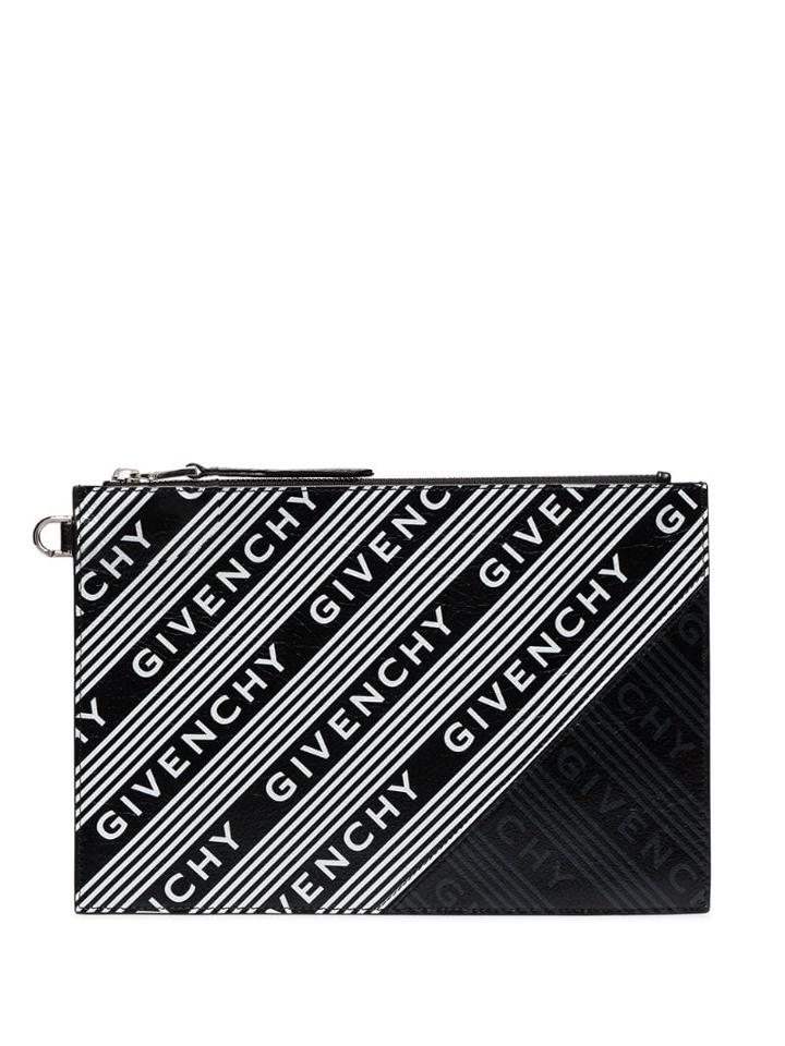 Givenchy Logo Stripe Pouch Bag - Black