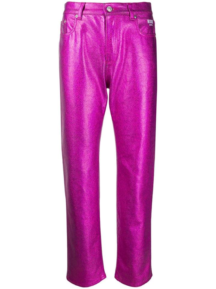 Msgm Metallic Bootcut Jeans - Pink