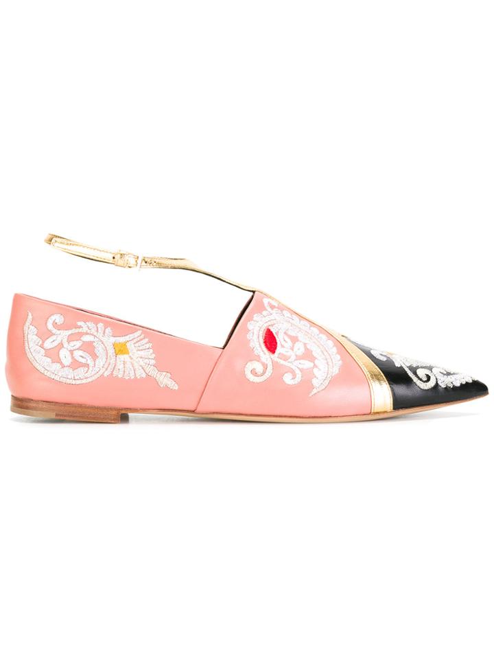 Etro Embroidery Trim Slippers - Pink & Purple
