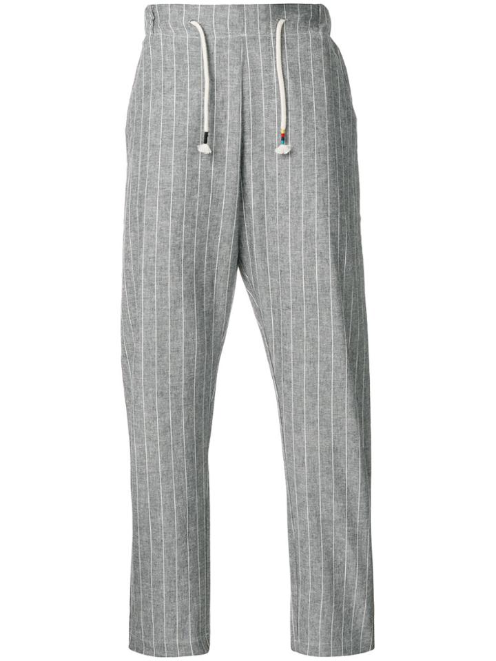 The Silted Company Striped Loose-fit Drawstring Trousers - Grey