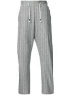 The Silted Company Striped Loose-fit Drawstring Trousers - Grey