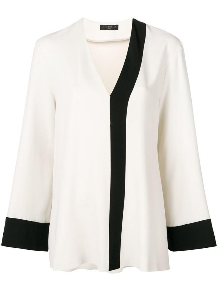 Antonelli Oversized Colour Block Blouse - White