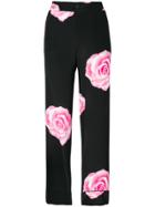 Ganni Rose Print Trousers - Black
