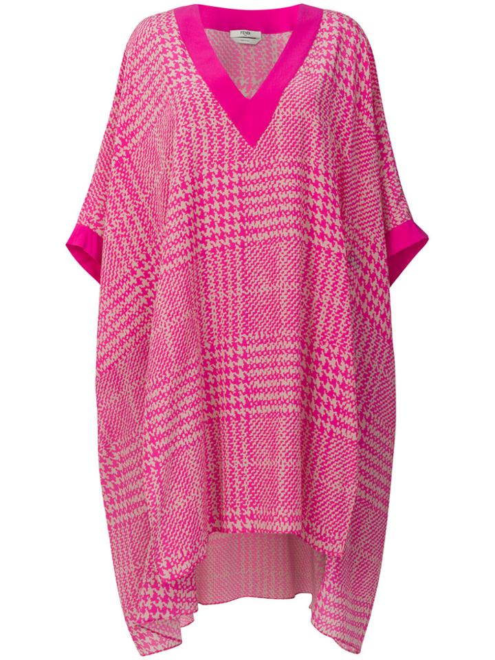 Fendi Flared Plaid Dress - Pink & Purple