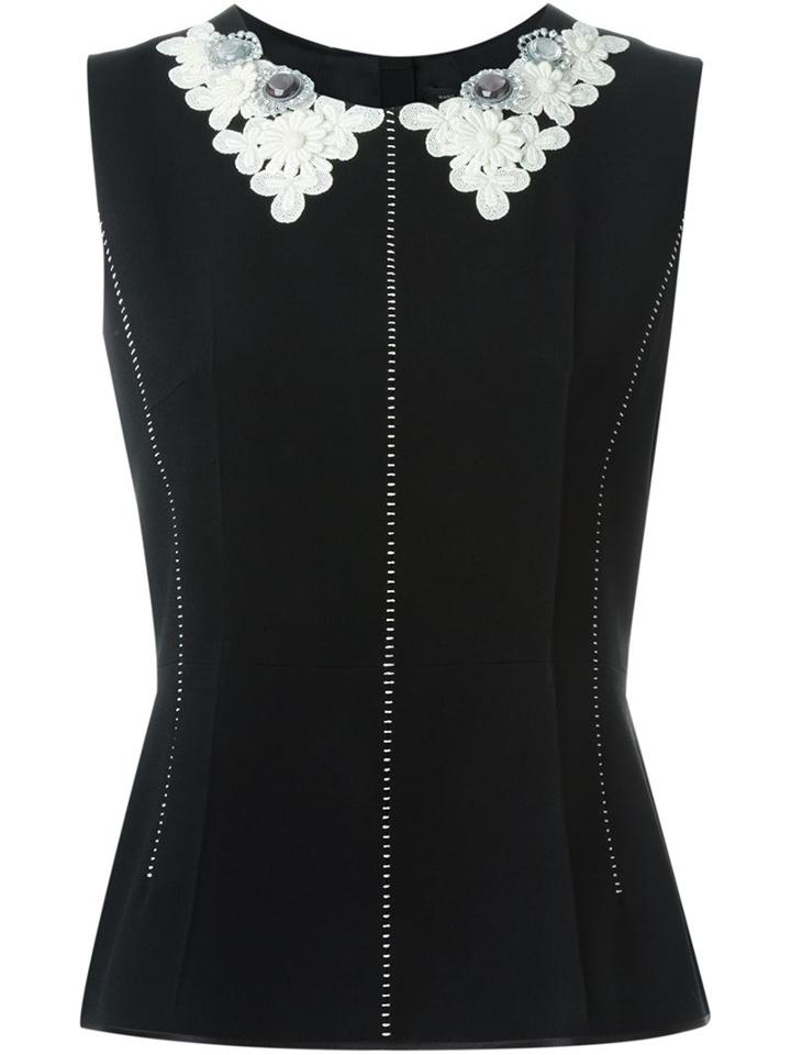 Marc Jacobs Embellished Neck Top, Women's, Size: 4, Black, Acetate/rayon/silk/polyester