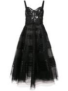 Marchesa Flared Midi Dress - Black