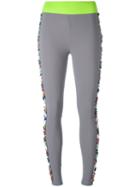 No Ka' Oi Floral Embellished Leggings, Women's, Size: Small, Grey, Nylon/spandex/elastane