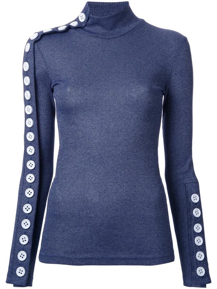 Christopher Esber - Button Down Sweatshirt - Women - Polyester/viscose - 6, Blue, Polyester/viscose