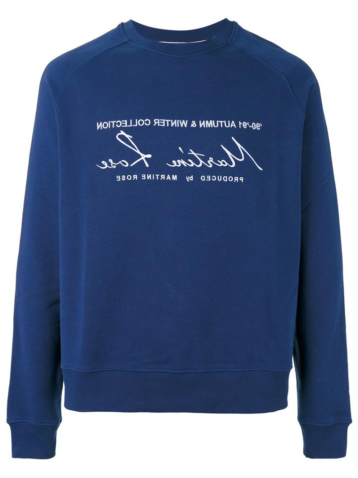 Martine Rose Logo Print Sweatshirt, Adult Unisex, Size: Medium, Blue, Cotton