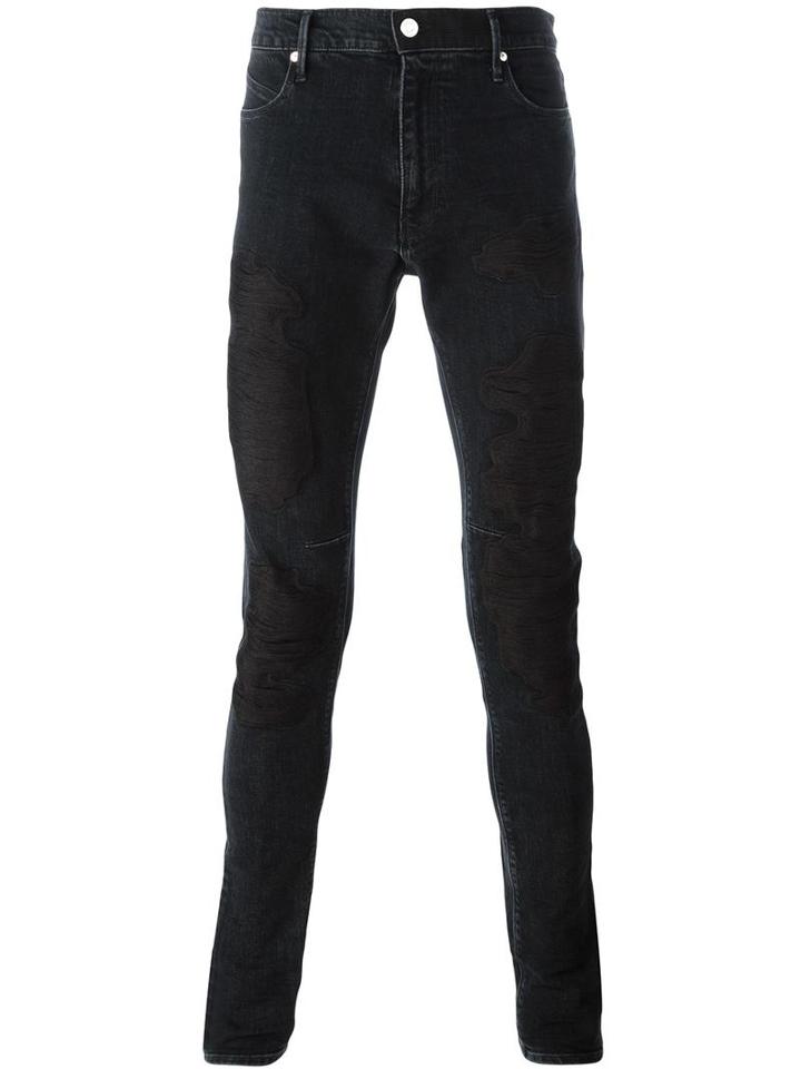Road To Awe Skinny Fit Embroidered Jeans, Men's, Size: 32, Black, Cotton/polyurethane