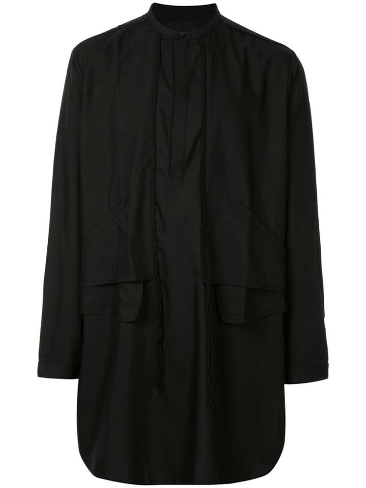 Joe Chia Braided Detail Long Shirt - Black