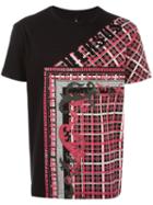 Versus Stylised Check Print T-shirt, Men's, Size: Small, Black, Cotton