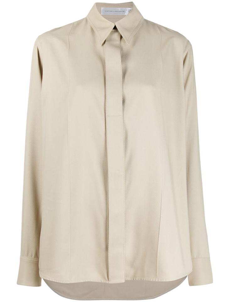 Victoria Beckham Concealed-placket Long-sleeve Shirt - Neutrals