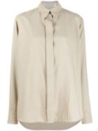 Victoria Beckham Concealed-placket Long-sleeve Shirt - Neutrals