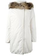 Woolrich 'eugene' Coat, Women's, Size: Large, Nude/neutrals, Feather Down/polyamide/polyester/racoon Fur