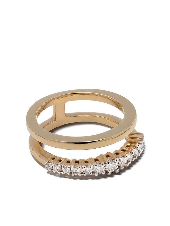 As29 18kt Yellow Gold White Diamond Icicle Double Pinky Ring