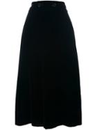 Saint Laurent Long Velour Skirt, Women's, Size: 38, Black, Viscose/cupro/silk