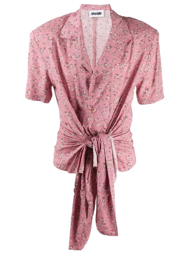 Magliano Floral Print Knotted Shirt - Pink