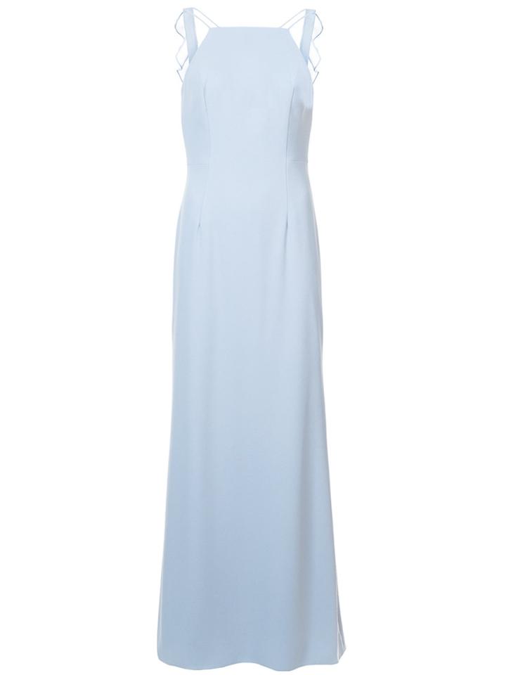 Aidan Mattox Ruffle Trim Long Dress - Blue