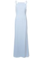 Aidan Mattox Ruffle Trim Long Dress - Blue