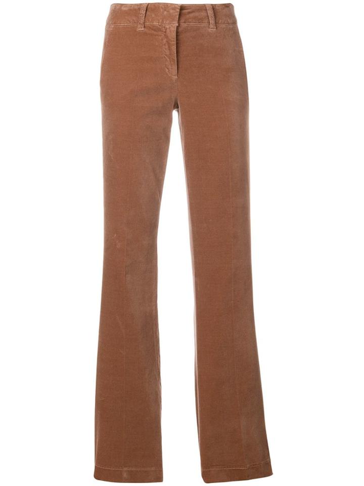 Luisa Cerano Velvet Flared Trousers - Brown