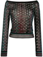 M Missoni Striped Knit Top - Black