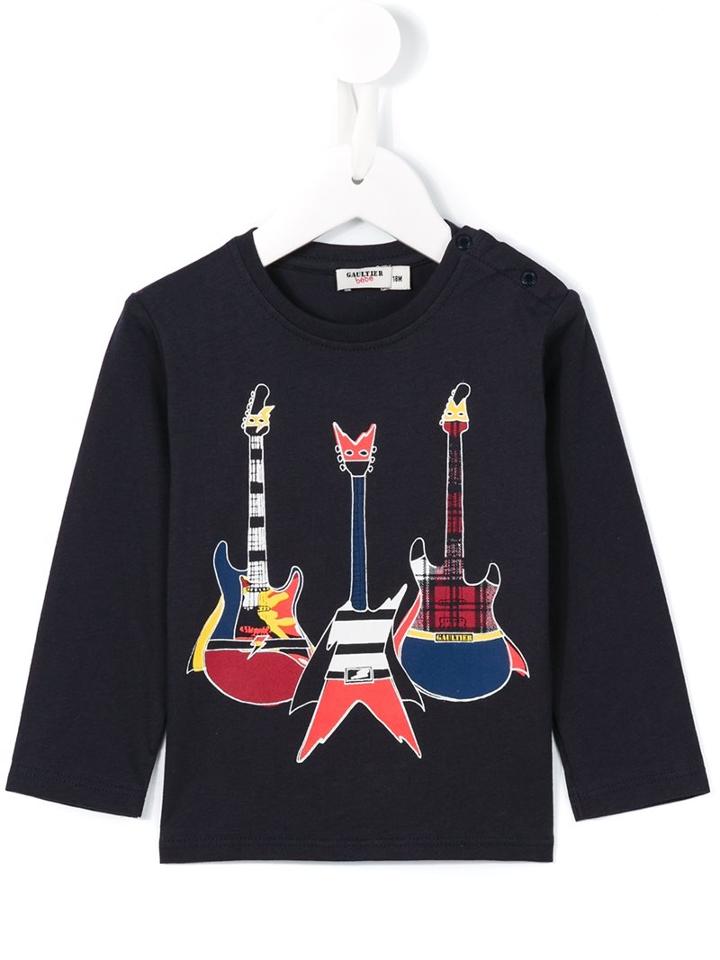 Junior Gaultier - Guitar Print T-shirt - Kids - Cotton - 12 Mth, Blue