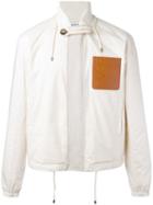 Loewe Strings Detail Bomber Jacket, Men's, Size: 46, White, Cotton/leather/polyester