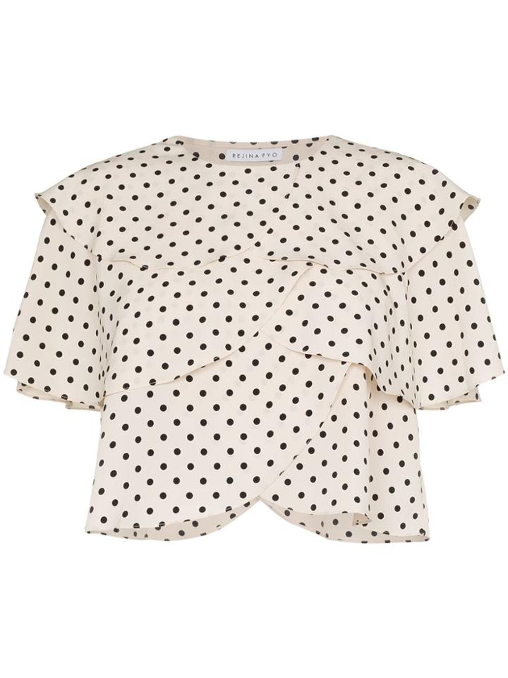 Rejina Pyo Scallop Layered Polka Dot Print Blouse - Neutrals