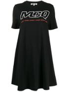 Mcq Alexander Mcqueen Logo Print Babydoll Dress - Black