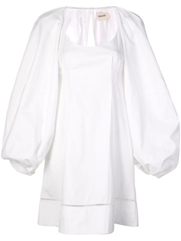 Khaite Oversized Balloon Sleeves Dress - White