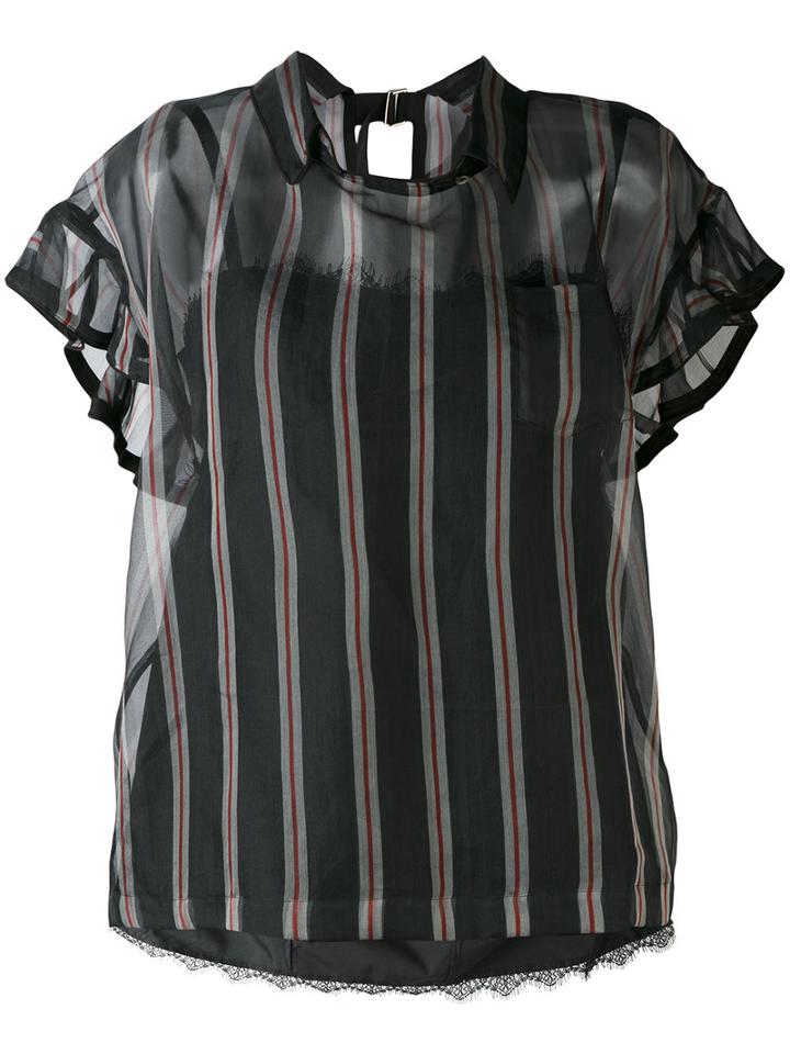 Sacai - Striped Blouse - Women - Silk/cotton/polyester - 2, Blue, Silk/cotton/polyester