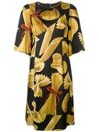 Dolce & Gabbana - Pasta Print Shift Dress - Women - Silk - 40, Black, Silk