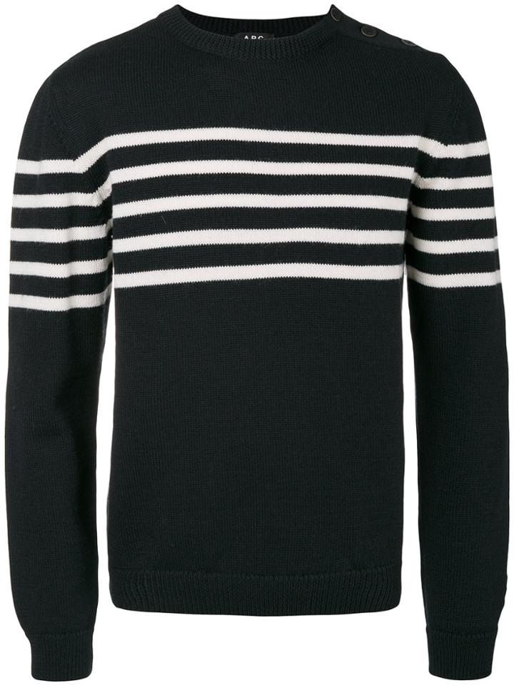 A.p.c. Striped Knit Jumper - Blue