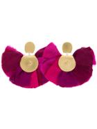 Katerina Makriyianni Purple Hand Fan Silk And Silver Earrings - Pink &