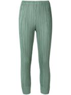 Pleats Please By Issey Miyake Pleated Cropped Trousers - Green