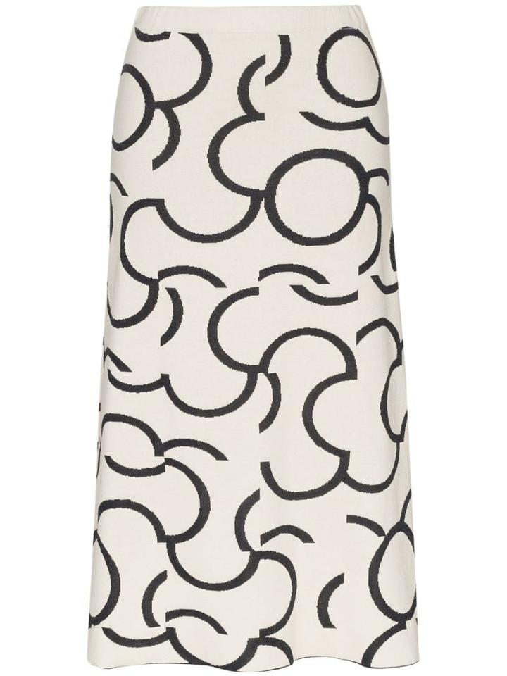 Low Classic Intarsia-pattern Midi Skirt - White