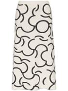 Low Classic Intarsia-pattern Midi Skirt - White