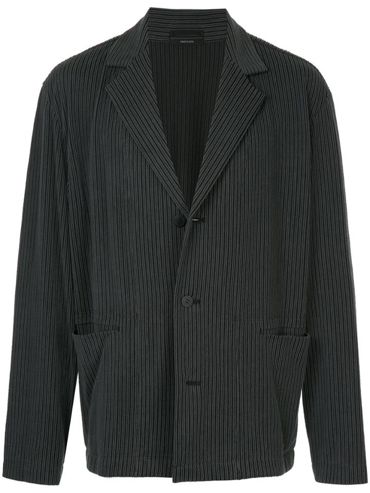 Issey Miyake Men Oversized Striped Blazer - Grey