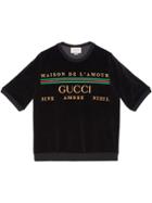 Gucci Embroidered Romantic Motto Sweatshirt - Black